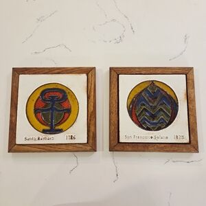 VTG HTF California Pottery Tile Mission Style Hand Painted San Francisco Barbara